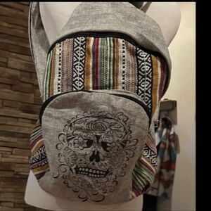 Kathmandu Imports Gray Skull Patterned Backpack